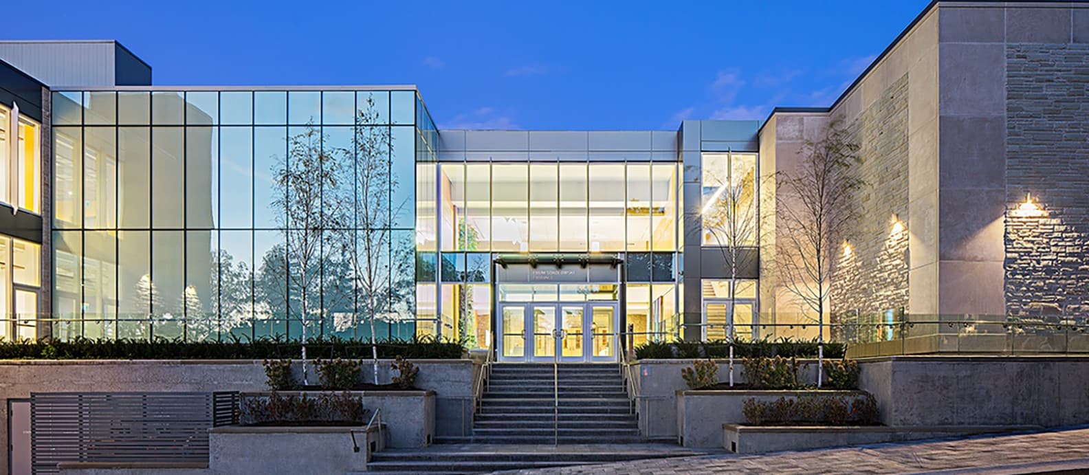 Glass and aluminum entrance at The Bishop Strachan School